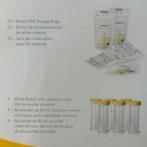 Medela Breast Milk Storage Bags (x25) and 80mL Breast milk containers (x6) - New